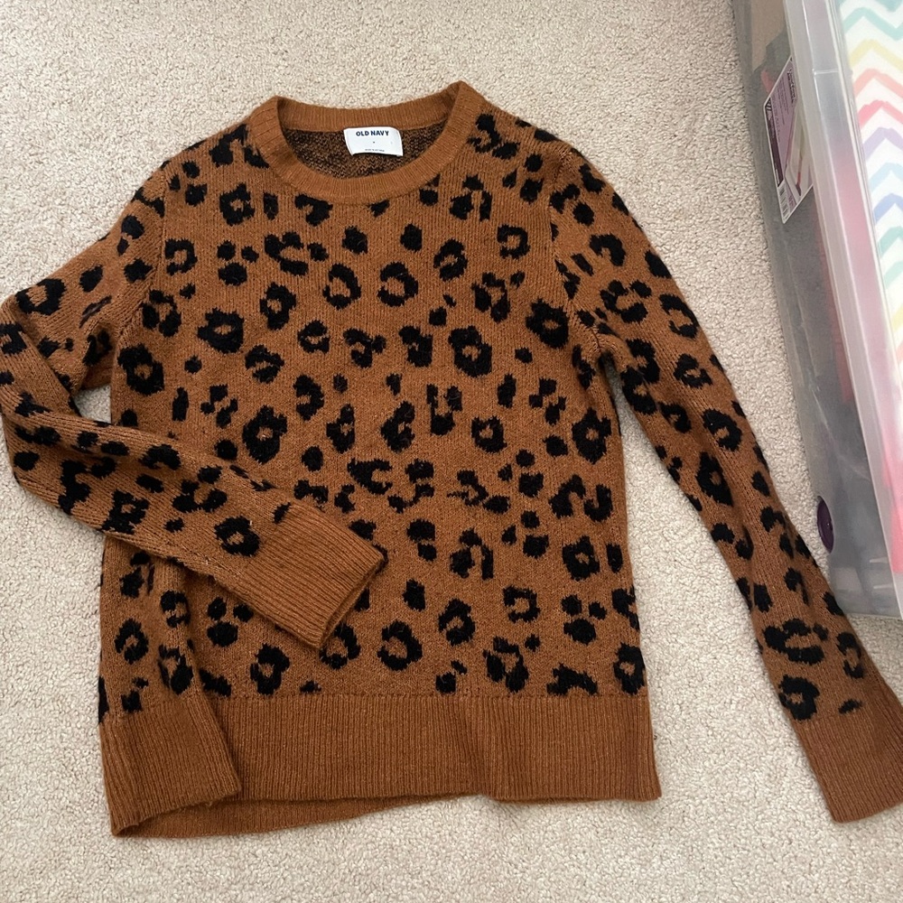 Old Navy Brown Leopard Print Sweater